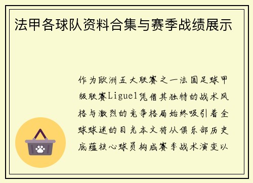 法甲各球队资料合集与赛季战绩展示